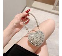 1 pezzo Borsetta a forma di cuore mini scintillante e carina con strass, borsa a tracolla di lusso di alta gamma con nappine e strass, adatta come regalo di San Valentino, per appuntamenti, con spazio