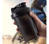 1 pezzo Bottiglia agitatore nera da 12OZ/400ML, con gancio classico ad anello e a prova di perdite, con scala, un piccolo frullatore in acciaio inossidabile, certificato PP5, lavabile in lavastoviglie