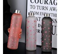 1 pezzo Bottiglia d'acqua da 1000ml con elementi a forma di farfalla e cuore per la Festa di San Valentino, il miglior regalo per fidanzata, fidanzato, migliore amica, in finitura opaca, grande capaci