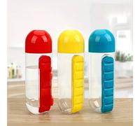 1 pezzo Bottiglia d'acqua multifunzionale 2 in 1 creativa con scomparto per medicinali, bottiglia d'acqua con scomparti per sette giorni, bottiglia d'acqua portatile da esterno, uno scomparto per medi