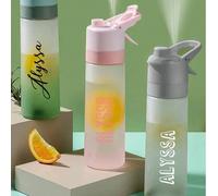 1 pezzo Bottiglia d'acqua personalizzata da 650ml/20oz con nebulizzatore, in materiale PC, con cannuccia integrata, multifunzionale, regolabile, decorativa, riutilizzabile, raffinata, adorabile, di al