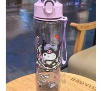 1 pezzo Bottiglia d'acqua sportiva trasparente da 800ml/27oz con motivo Hello Kitty, a prova di perdite, portatile, anti-caduta, con coperchio a scatto, adatta per allenamento, jogging, regalo per lei