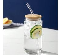 1 pezzo Bottiglia d'acqua trasparente da 550ml o 400ml con cannuccia, tazza da caffè in vetro moderna, adatta per casa, ufficio, sport all'aperto e altre occasioni 400ml,550ml,3 pezzi di pagliaProdott