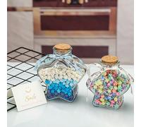 1 pezzo Bottiglia dei desideri con stella fortunata e tappo di legno, bottiglia di vetro alla deriva, regalo per le feste, stelle di origami, bottiglia portadesideri a forma di pentagramma piccolo,gra