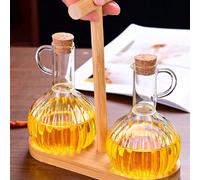 1 pezzo Bottiglia di vetro trasparente da 360/700ml con coperchio e manico, resistente al calore, contenitore per olio, salsa di soia e aceto 3 pezzi/set,700 ml,360 mlvetro