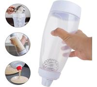 1 Pezzo Bottiglia Dosatrice Per Impasto Di Pancake Con Pallina Frusta E Frullatore A Filo D'acciaio, Ideale Per La Cottura Di Pancake, Cupcake, Muffin, Crepe, Ecc., Colore Bianco Tagli UnicaPolipropil