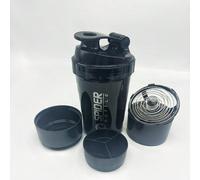 1 Pezzo Bottiglia Shaker Di Pp Nera Da 17oz/500ml, Tazza Shaker Portatile Modernista Con Scala Grafica & Lettere Per Casa, Auto, Fitness, Campeggio; Bottiglia D'acqua Con Doppio Strato Di Scatole Di S