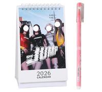 1 pezzo BPCalendario Da Scrivania 2026 Per Decorazione Da Scrivania K-Pop BPFoto,con Penna cancellabile nera Calendario Di Supporto Per i Fan