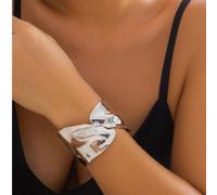 1 pezzo Bracciale a manetta asimmetrico in stile punk rock e metal, bracciale largo in argento da donna, accessorio di moda per matrimoni, feste e uso quotidiano (il prodotto potrebbe presentare lievi