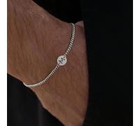 1 pezzo Bracciale classico da uomo in acciaio inossidabile con lettera traforata rotonda, argento L,M,S,H,A,T,O,B,C,D,E,F,G,I,J,K,N,P,R,V,W,Y,ZAcciaio inossidabile
