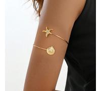 1 pezzo Bracciale da braccio con stelle marine, conchiglie e spirali dorate, accessorio di moda estivo da spiaggia per donne, gioiello, festival, accessori Tagli UnicaGeometrico,Colore unicoLega di zi