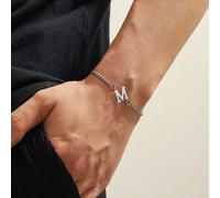 1 pezzo Bracciale da uomo semplice e alla moda in acciaio inossidabile con specchio e 26 lettere da A a Z L,M,S,H,A,T,O,X,B,C,D,E,F,G,I,J,K,N,P,Q,R,U,V,W,Y,ZAcciaio inossidabile