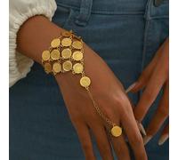 1 pezzo Bracciale di lusso elegante classico con design a moneta collegato, adatto per abbigliamento da festa e banchetto da donna Tagli UnicaRame