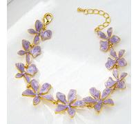 1 pezzo Bracciale gioiello da donna elegante con design floreale smaltato vintage, placcato oro 18k, nuova collezione primavera/estate, idea regalo per San Valentino, mamma, festa della mamma Tagli Un