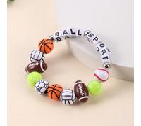 1 pezzo Bracciale in acrilico con perline a forma di pallone da basket/calcio, articolo popolare per il commercio elettronico transfrontaliero, accessori per tifosi di sport Tagli UnicaPMMA