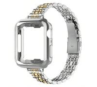 1 pezzo Bracciale regolabile in metallo color argento e oro da 14 mm compatibile con Apple Watch da 38 mm, 40 mm, 41 mm, 42 mm, 44 mm, 45 mm, 46 mm, 49 mm, accessorio elegante e alla moda per smartwat
