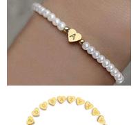 1 Pezzo Bracciale Semplice Con Perline A Forma Di Cuore E 26 Lettere A-z Lettera a,lettera c,lettera b,lettera E,Lettera D,lettera g,lettera F,Lettera I,lettera h,Lettera K,Lettera J,Lettera M,Lettera