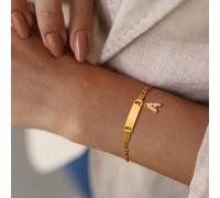 1 pezzo Braccialetto a catena con charm a forma di lettera curva in acciaio inossidabile, 16+5cm, colore oro 18k, adatto per le donne L,M,Tagli Unica,S,H,A,T,O,X,B,C,D,E,F,G,I,J,K,N,P,Q,R,U,V,W,Y,ZAcc