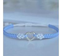 1 pezzo Braccialetto a corda intrecciata dolce e semplice a forma di cuore, adatto come regalo per coppie Tagli Unica,2 pezzi Azzurro chiaro + nero,2 pezzi Azzurro chiaro + rosa chiaroPoliestere