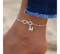 1 pezzo Braccialetto alla caviglia di moda in acciaio inossidabile con simbolo dell'infinito e lettera, per donna L,M,S,H,A,T,O,B,C,D,E,F,G,I,J,K,N,P,R,V,W,Y,ZAcciaio inossidabile