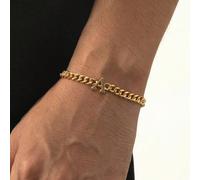 1 Pezzo Braccialetto Alla Moda Con Dettagli A Catena Audace In Finitura Metallica E Lettere Per Uomo L,M,S,H,A,T,O,X,B,C,D,E,F,G,I,J,K,N,P,Q,R,U,V,W,Y,ZLega di zinco