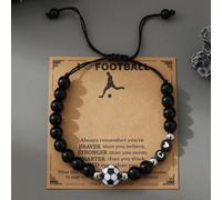 1 pezzo Braccialetto alla moda e di con 26 lettere, braccialetto di perline per uomo da calcio, per regalo di gioielli e uno stile elegante L,M,S,H,A,T,O,X,B,C,D,E,F,G,I,J,K,N,P,Q,R,U,V,W,Y,Zvetro