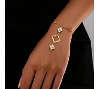 1 pezzo Braccialetto alla moda e minimalista con catena per dita con perline a forma di quadrifoglio per donne, la misura è la principale considerazione, non il numero esatto di perline Ferro