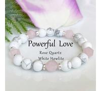 1 pezzo Braccialetto boho in howlite da 8 mm e quarzo rosa, braccialetto mala per l'amore, la compassione, il sollievo dall'ansia, cristalli curativi per la calma e il sollievo dallo stress Pietra