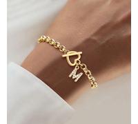 1 pezzo Braccialetto classico con chiusura a forma di lettera, cuore, T, anello a O, adatto per le donne, regalo per San Valentino, Festa della Mamma L,M,S,H,A,T,O,B,C,D,E,F,G,I,J,K,N,P,R,V,W,Y,ZAccia