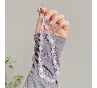 1 pezzo Braccialetto con catena lunga decorato con perline a forma di farfalla viola e fiori, design sfumato e semplice, accessorio personalizzato, può essere usato come catena decorativa per custodia