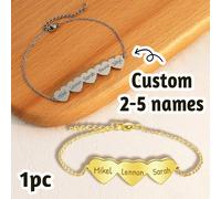 1 pezzo Braccialetto con cuore e nome personalizzato per ragazza, braccialetto con cuore e nome inciso personalizzabile, braccialetto con 2-5 nomi personalizzabili per ragazza, braccialetto dell'amore