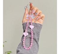 1 pezzo Braccialetto con fiocco rosa iridescente, braccialetto con cordoncino a forma di cuore con filo lungo per decorazione, decorazione bohémien a gradiente con sorriso e fiore, gioiello minimalist