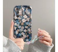 1 pezzo Braccialetto con grappolo floreale + piccoli fiori con perline, custodia morbida con texture crema anti-caduta, forma asimmetrica, adatta per serie Android. [Versione internazionale, non versi