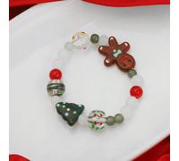 1 pezzo Braccialetto con perline a forma di albero di Natale, omino di pan di zenzero e stella, accessorio gioiello carino per Natale e Ringraziamento Taglia unica 2ABS
