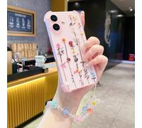 1 pezzo Braccialetto con perline e fiori rampicanti illustrati, braccialetto a catena di margherite colorate, custodia per telefono opaca semi-trasparente/con protezione completa degli angoli/anti-cad