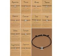 1 Pezzo Braccialetto Con Stringa Regolabile E Dettagli Sulla Carta Dei Segni Zodiacali Ariete,Toro,Gemelli,Cancro,Leone,Vergine,Bilancia,Scorpione,Sagittario,Capricorno,Acquario,PesciLega di zinco