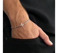 1 pezzo Braccialetto da uomo in acciaio inossidabile con catena e lettera, di moda L,M,S,H,A,T,O,X,B,C,D,E,F,G,I,J,K,N,P,Q,R,U,V,W,Y,ZAcciaio inossidabile