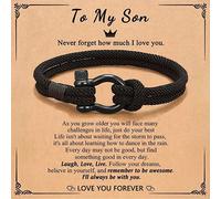 1 pezzo Braccialetto Dalla Madre Al Figlio Con Citazione Di Amore Ispiratore, Regalo Di Compleanno/Laurea Dai Genitori, Regalo Del Ringraziamento/Natale Per Figlio Di 14-16 Anni Tagli UnicaLetterePoli