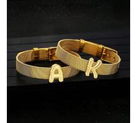 1 pezzo Braccialetto decorato con lettera alla moda, unisex, adatto per strada, feste, vacanze, compleanni e uso quotidiano A,B,C,D,E,F,G,H,I,J,K,L,M,N,O,P,Q,R,S,T,U,V,W,X,Y,ZGraficoAcciaio inossidabi