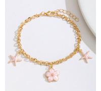 1 pezzo Braccialetto delicato con decorazioni floreali e stelle marine, adatto per le ragazze da indossare in spiaggia, feste estive, viaggi, vacanze, può anche essere un accessorio quotidiano Stile 1