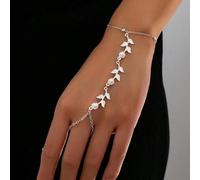 1 pezzo Braccialetto di moda semplice e unico con decorazione a foglia e perla finta per donna, le dimensioni possono variare, il numero esatto di perline non è garantito Lega di zinco