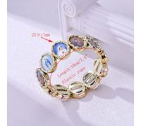 1 Pezzo Braccialetto Elastico Misto Con Immagini Cristiane Cattoliche, Realizzato In Materiale Plastico Ccb, Con Immagini Di Maria, Gesù, Angeli E Giuda Tagli UnicaLega di zinco