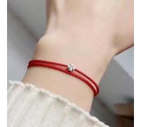 1 pezzo Braccialetto elegante di stile boho-chic regolabile in corda rossa con pendente a trifoglio a quattro foglie, perfetto per look casual e come regalo Tagli UnicaLega di zinco