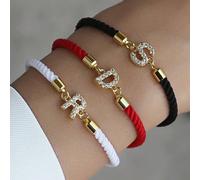 1 pezzo Braccialetto fai-da-te con lettera in rame e zirconi, regolabile, 26 iniziali A-Z, gioiello elegante per uso quotidiano e festival, regalo per ragazze L,M,S,H,A,T,O,X,B,C,D,E,F,G,I,J,K,N,P,Q,R