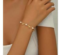 1 pezzo Braccialetto fresco e estivo con stella marina e perle sintetiche per donne - design elegante, gioielli versatile a tema oceanico adatto per l'uso quotidiano, feste in spiaggia e come regalo p