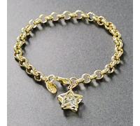1 pezzo Braccialetto in argento 925 con stella a cinque punte e cristalli di zirconia, gioiello alla moda minimalista e versatile, regalo per le donne 20 cmLega di zinco