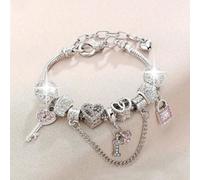 1 pezzo Braccialetto multifunzionale alla moda con lucchetto e ciondolo a forma di cuore con diamante, adatto come regalo per adolescenti da dare agli amici Tagli UnicaLega di zinco