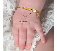 1 pezzo Braccialetto personalizzato con iniziale da A a Z, con ciondolo a lettera in zirconia, semplice gioiello personalizzato per bambini, può essere usato anche come regalo per una neo-mamma, idea 