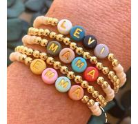 1 pezzo Braccialetto personalizzato con nome, lettera e testo colorato, regalo per festa di compleanno dai colori vivaci, regalo per il ritorno a scuola, adatto per adolescenti, per ragazze, fasce da 