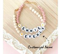 1 pezzo Braccialetto personalizzato con nome/lettera/testo/margherita/per bambine/con nome a margherita/per bambini, accessorio affascinante per primavera/estate, braccialetto con nome personalizzato
